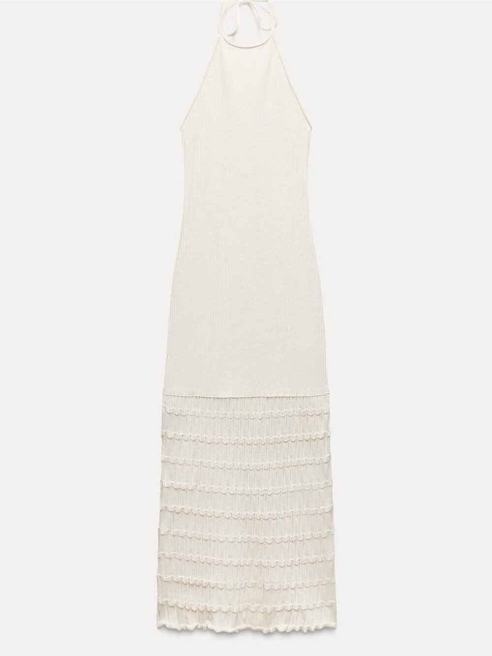 NEW Zara Crochet Knit Halter Bodycon Dress Cream Off White Resort beach Size M - Picture 2 of 10